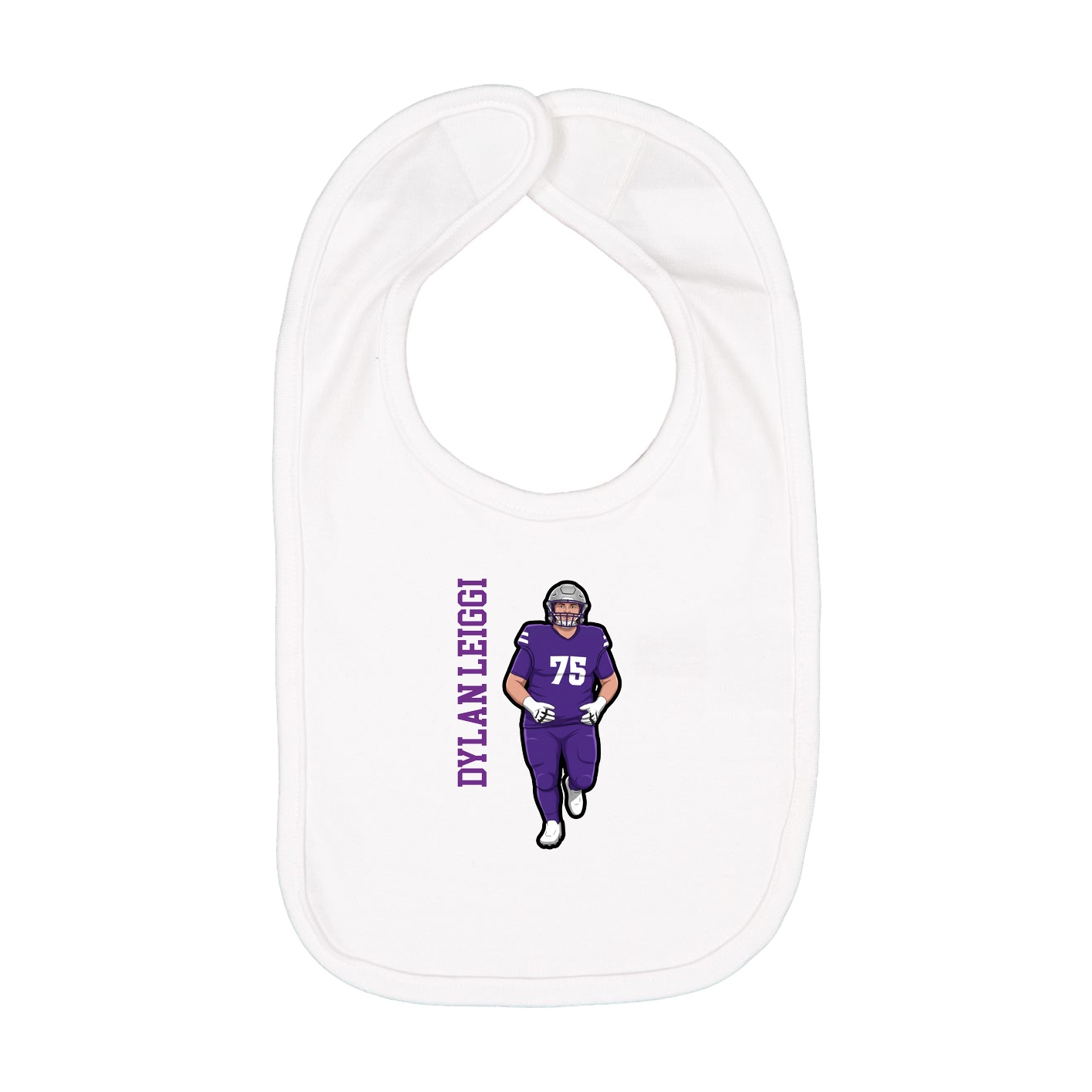 Infant Bib — Name Vertical in White