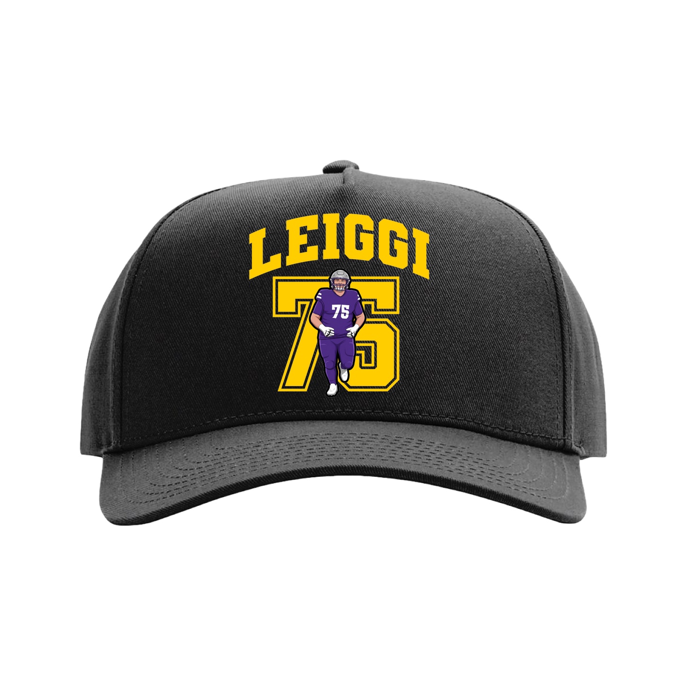 Full Fabric Five-Panel Champ Cap — Number in Black