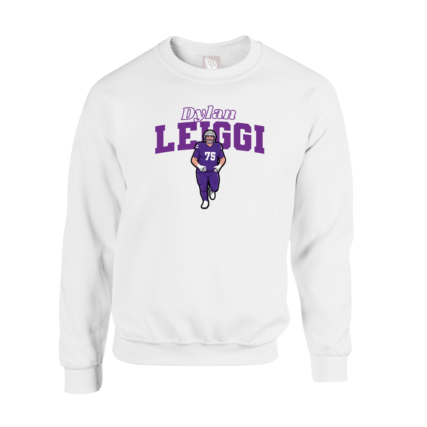 Fleece Crew — Name Arch in White