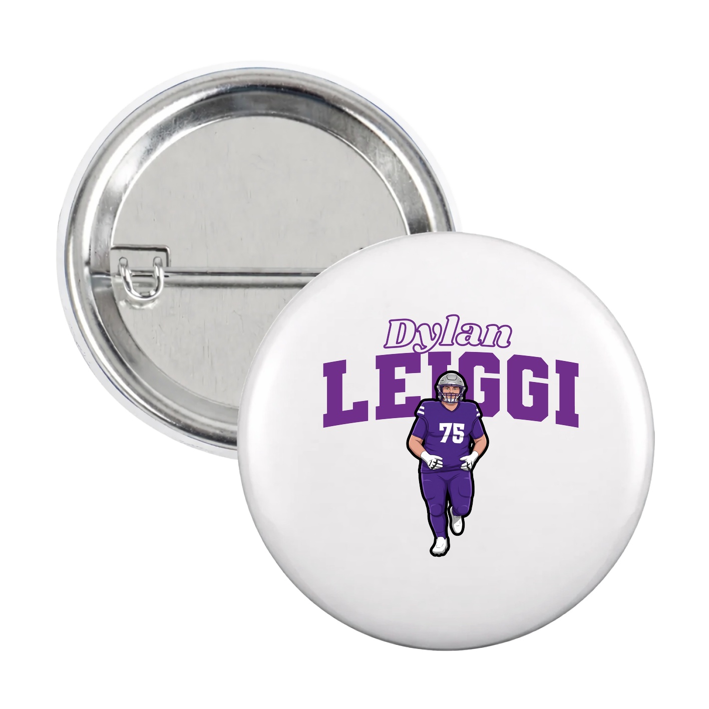 Game Day Button — Name Arch in White
