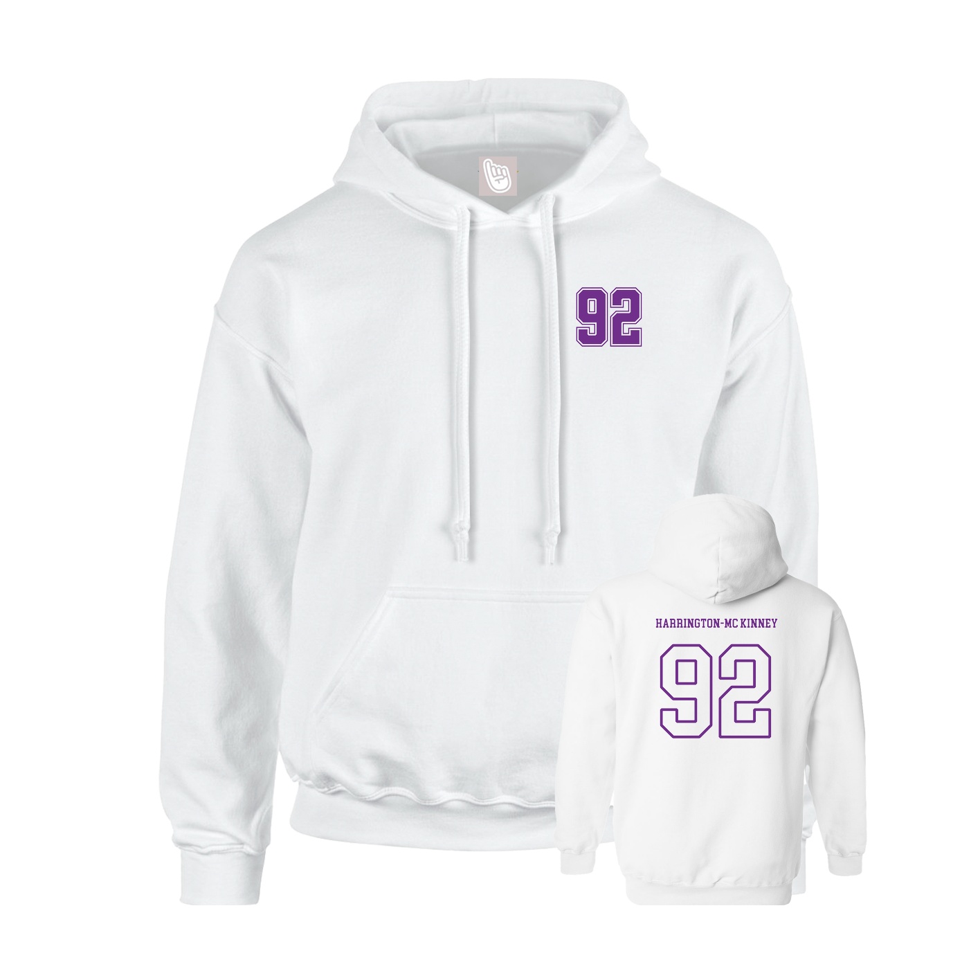 Youth Hoodie — Chest Back in White