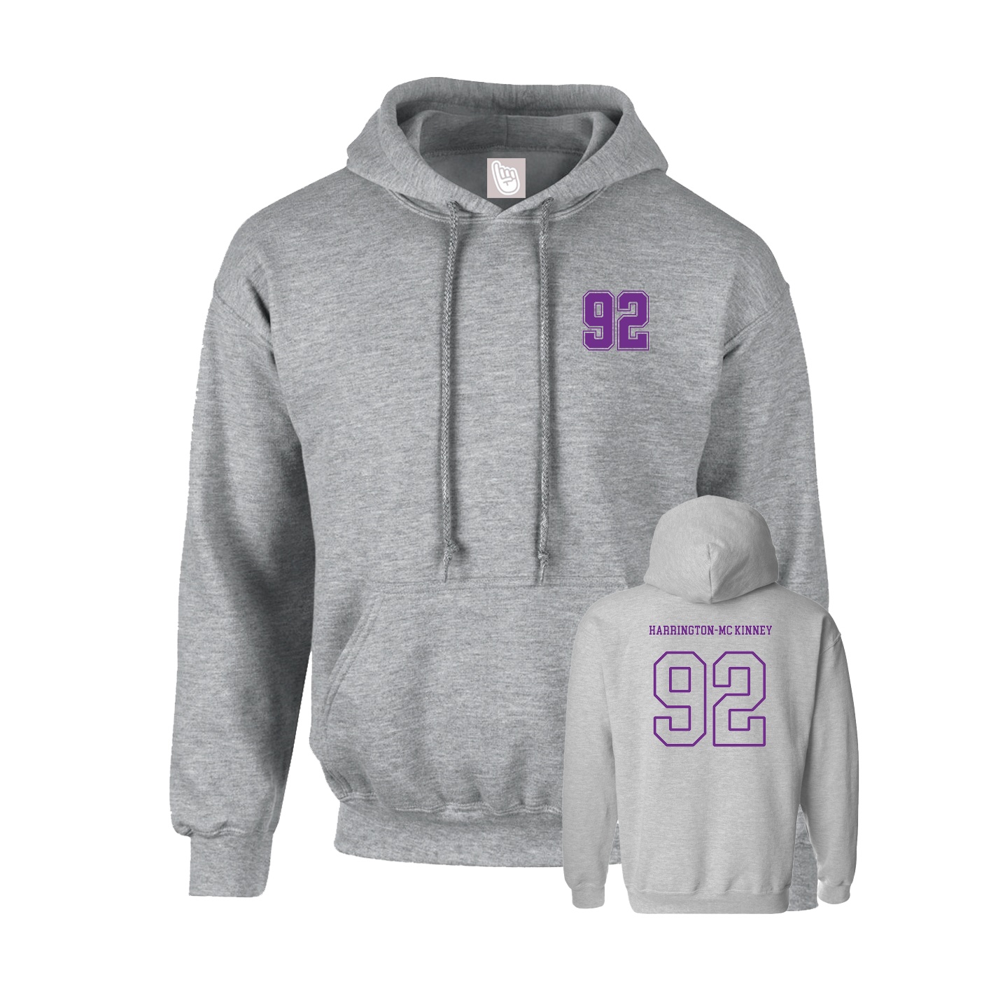 Youth Hoodie — Chest Back in Grey
