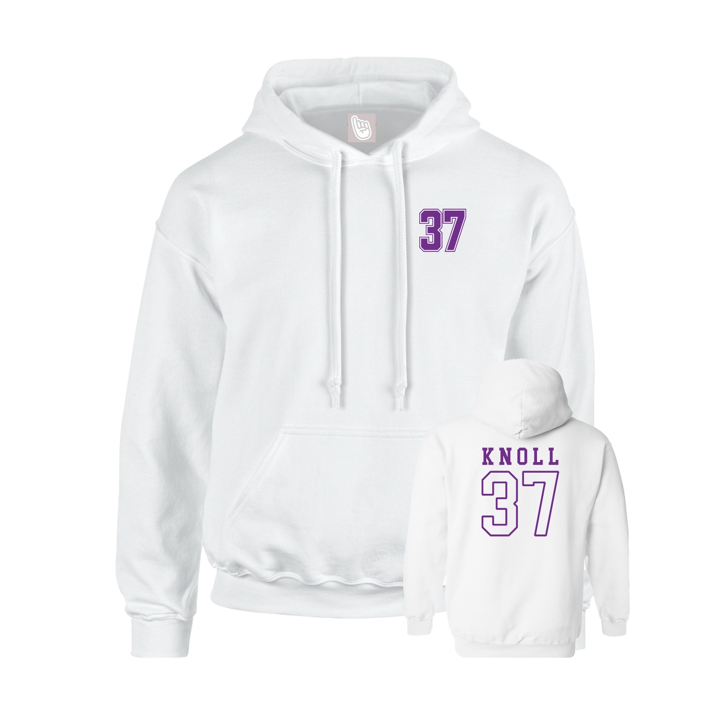 Youth Hoodie — Chest Back in White