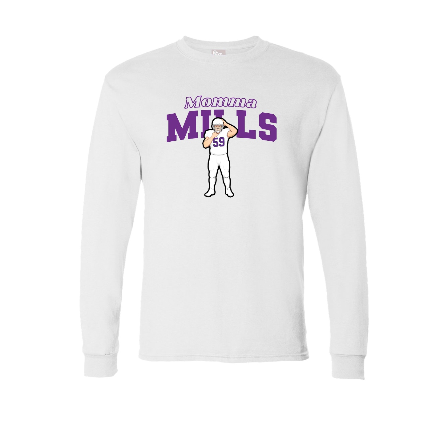 Long Sleeve Tee — Mothers Day Block in White
