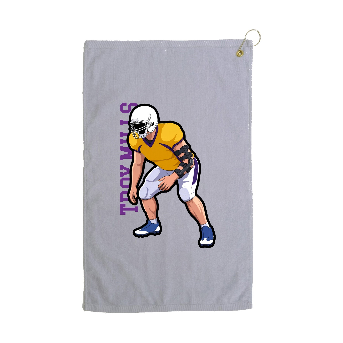 Golf Towel — Name Vertical in Grey