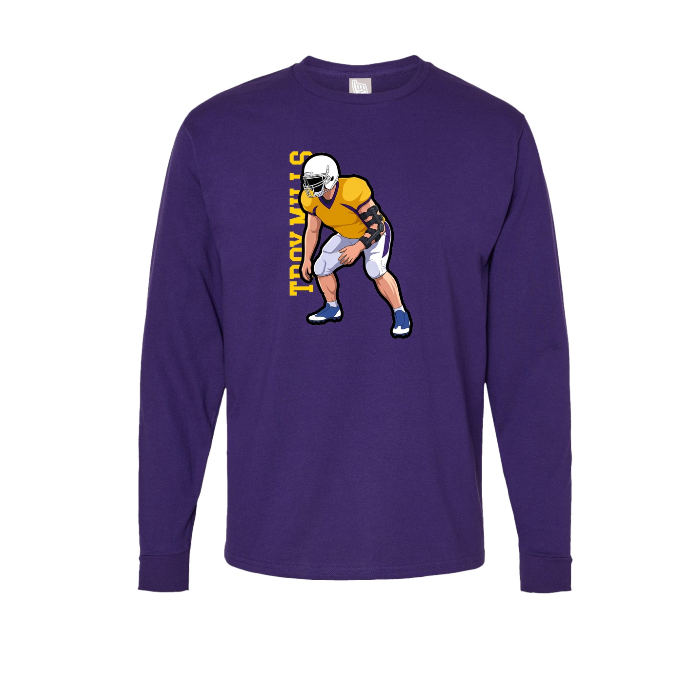 Long Sleeve Tee — Name Vertical in Purple
