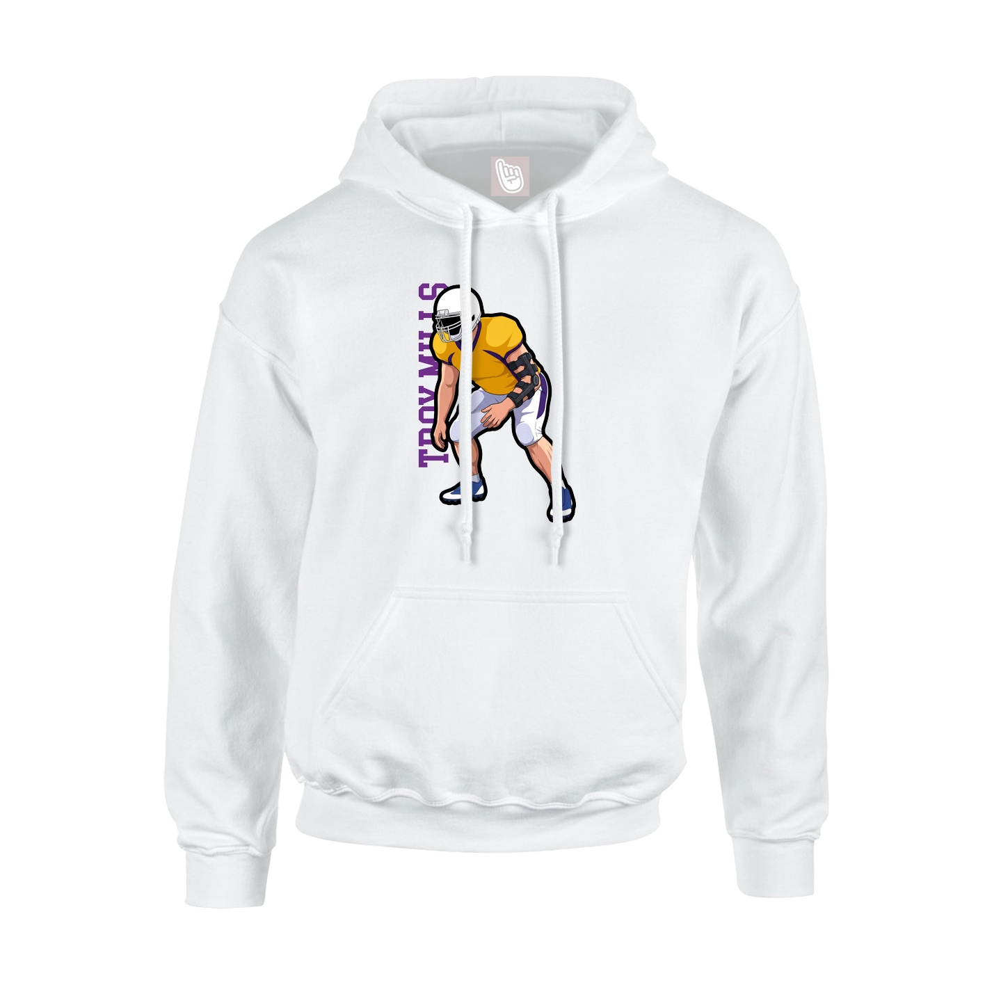 Youth Hoodie — Name Vertical in White