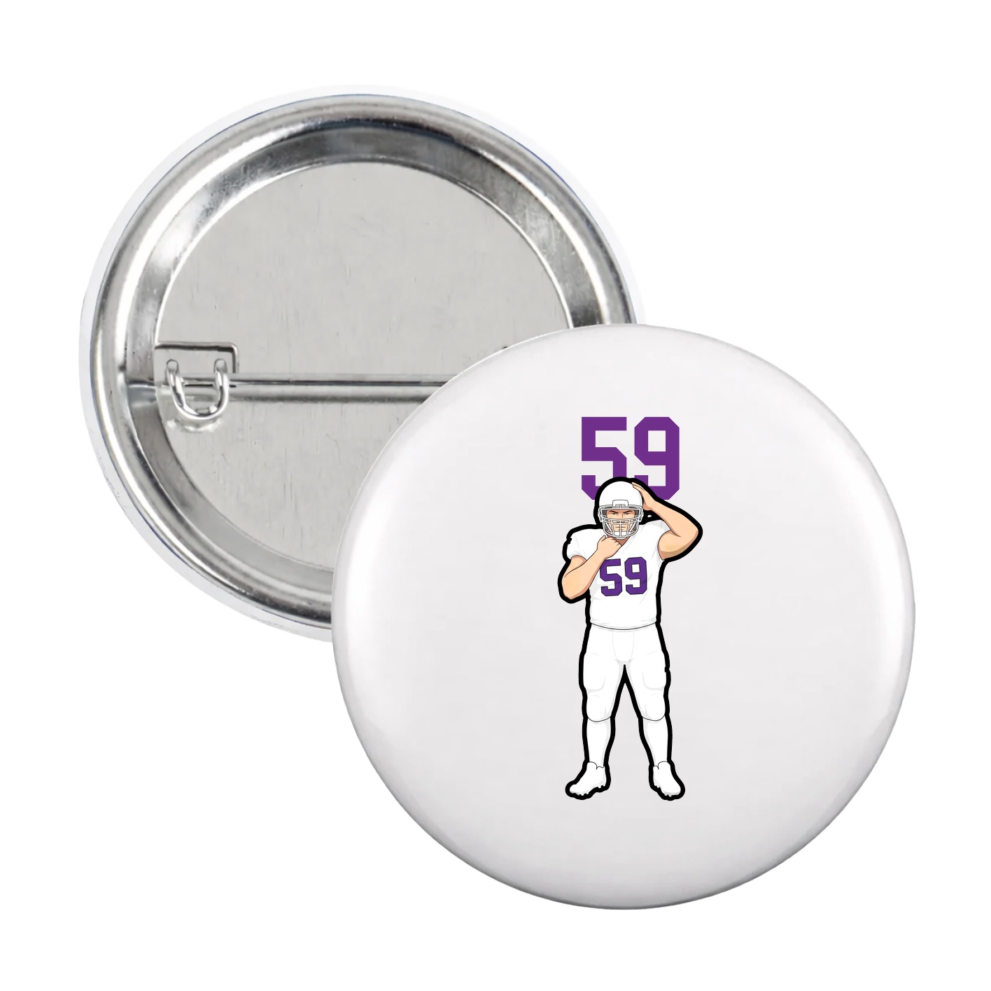 Game Day Button — Number Top in White