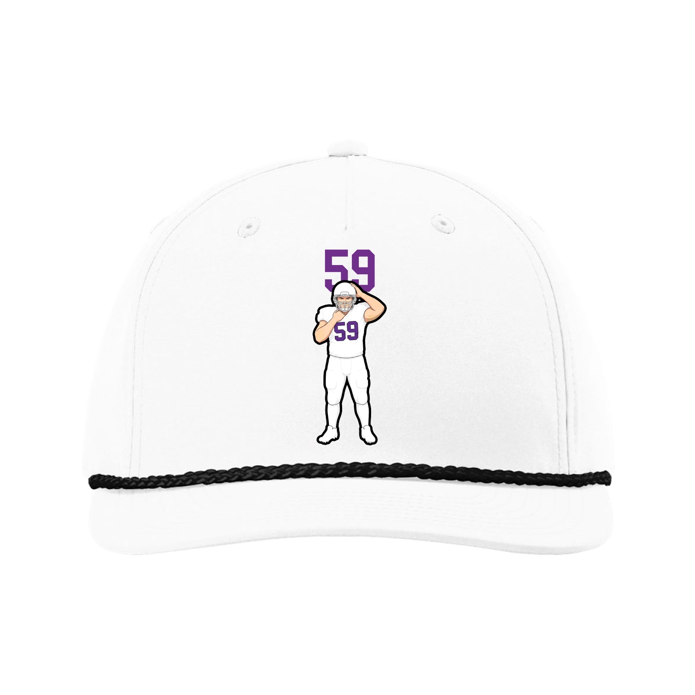 Five-Panel Classic Rope Cap — Number Top in White
