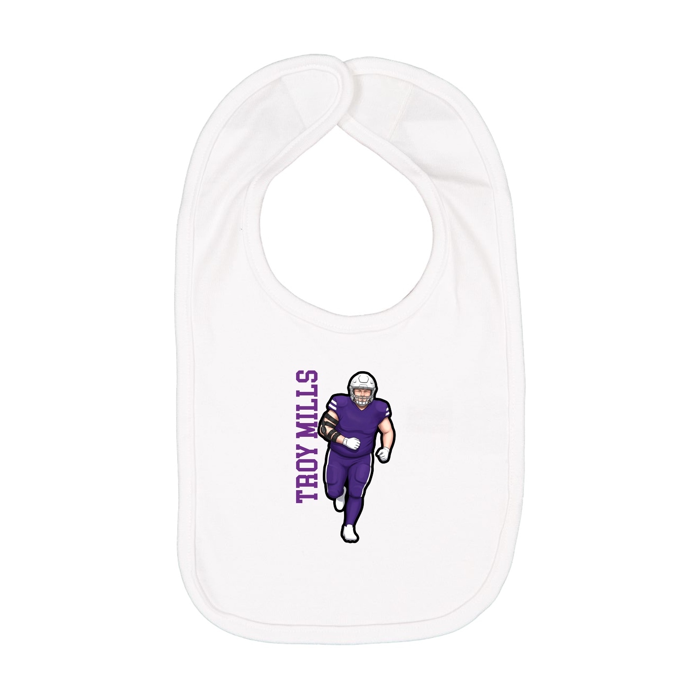 Infant Bib — Name Vertical in White