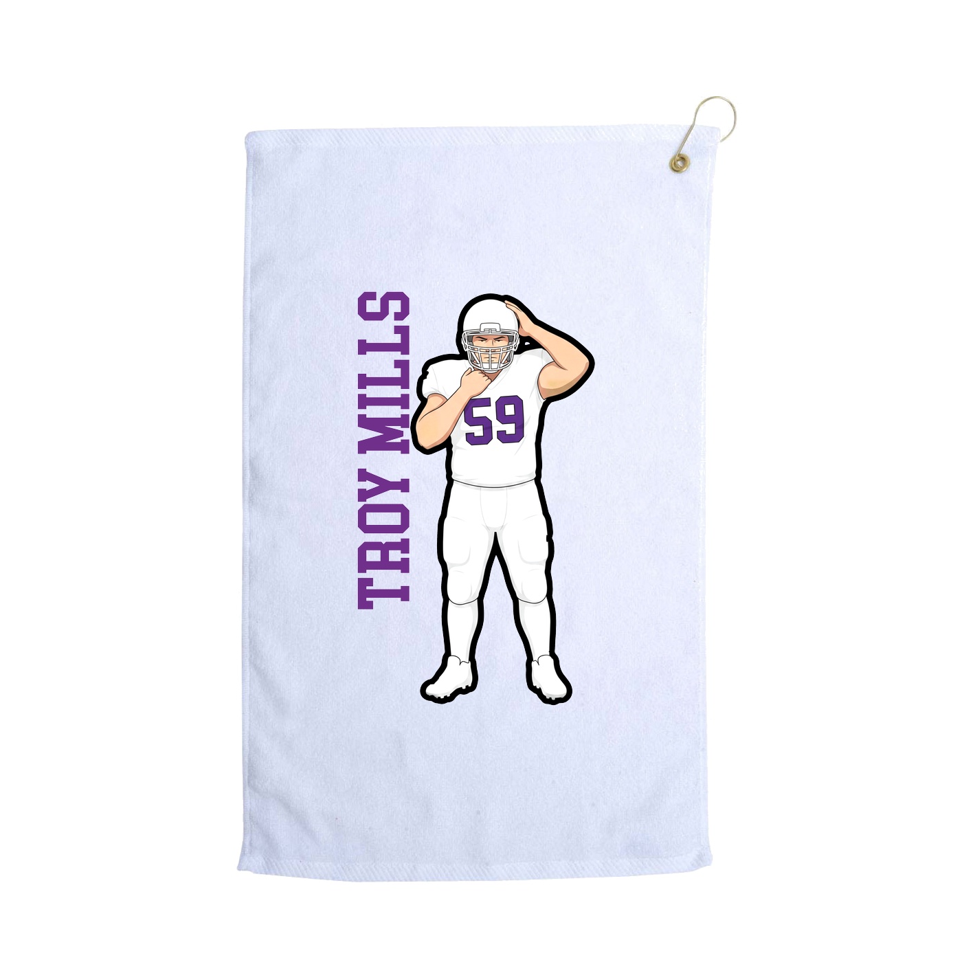 Golf Towel — Name Vertical in White