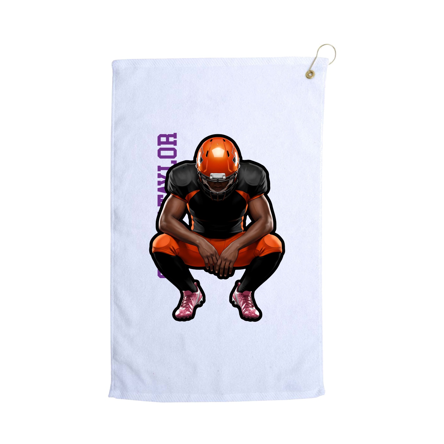 Golf Towel — Name Vertical in White