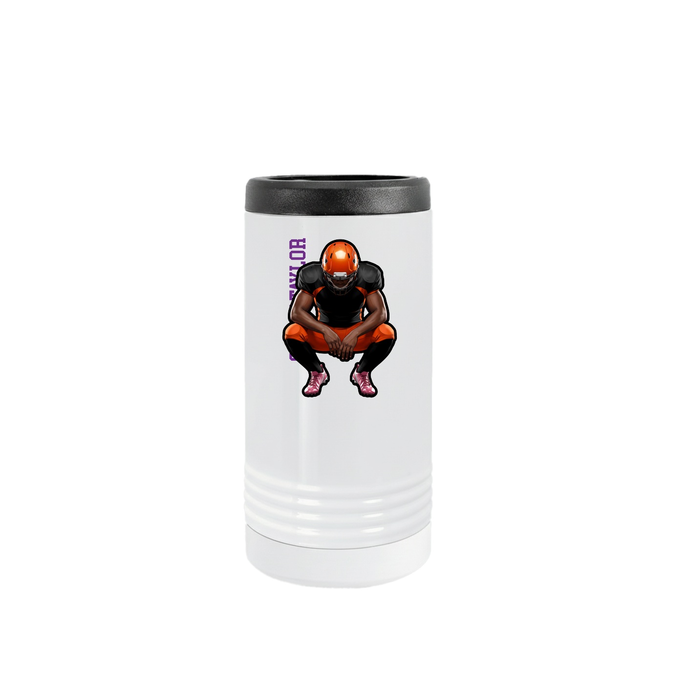 Slim Beverage Holder — Name Vertical in White