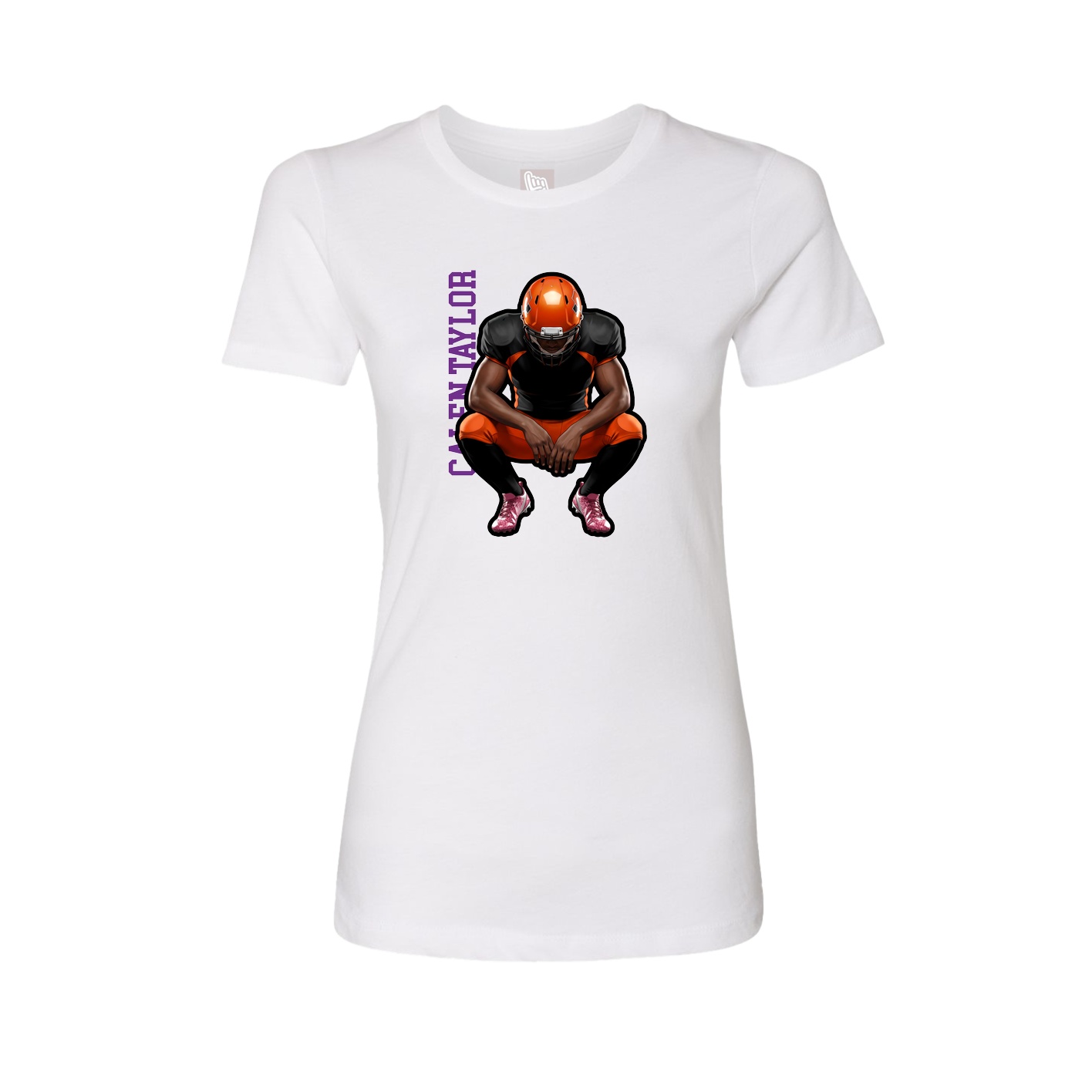 Fitted Women's Tee — Name Vertical in White