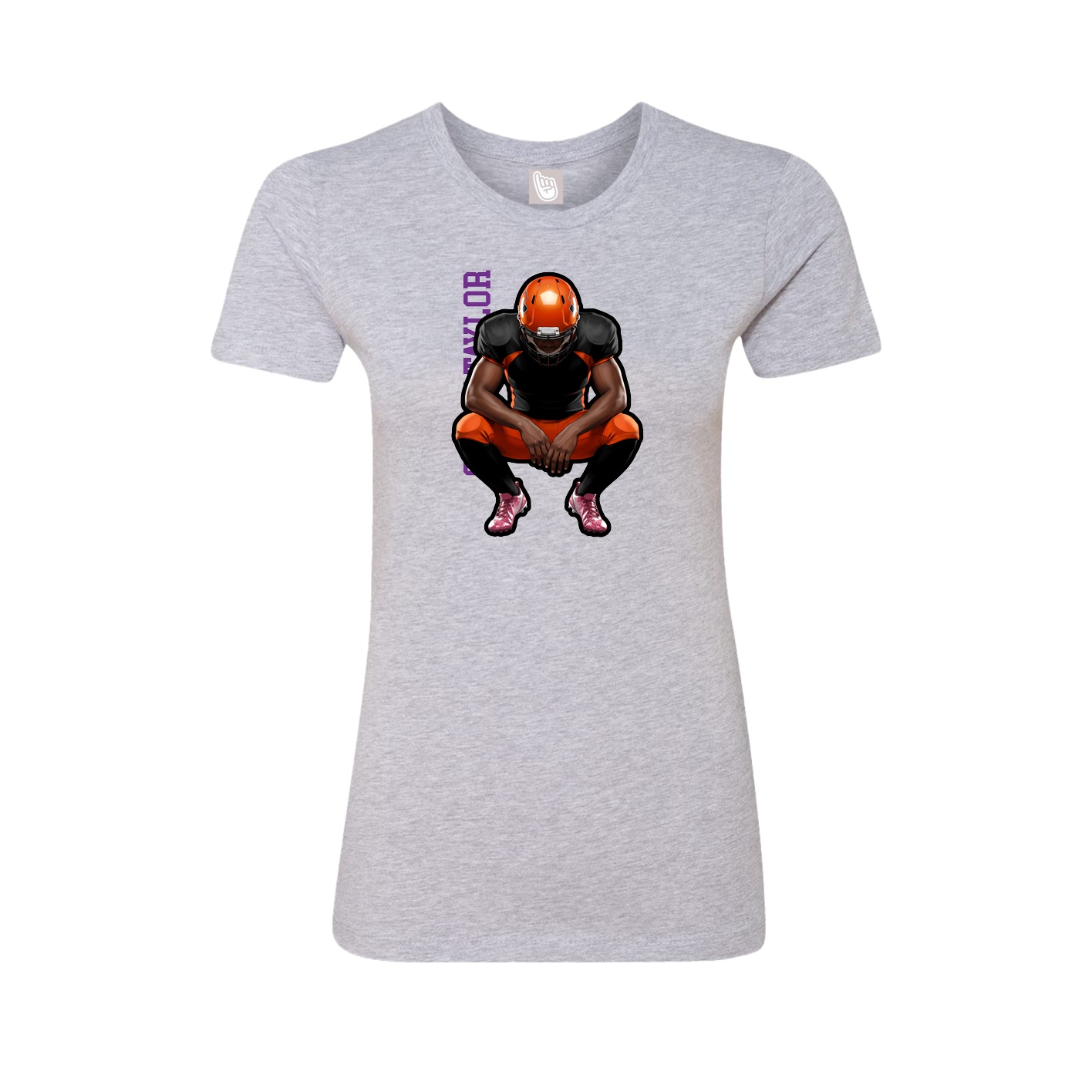 Womens Tee — Name Vertical in Grey