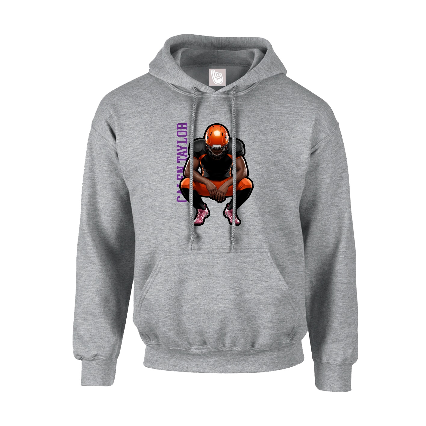 Hoodie — Name Vertical in Grey