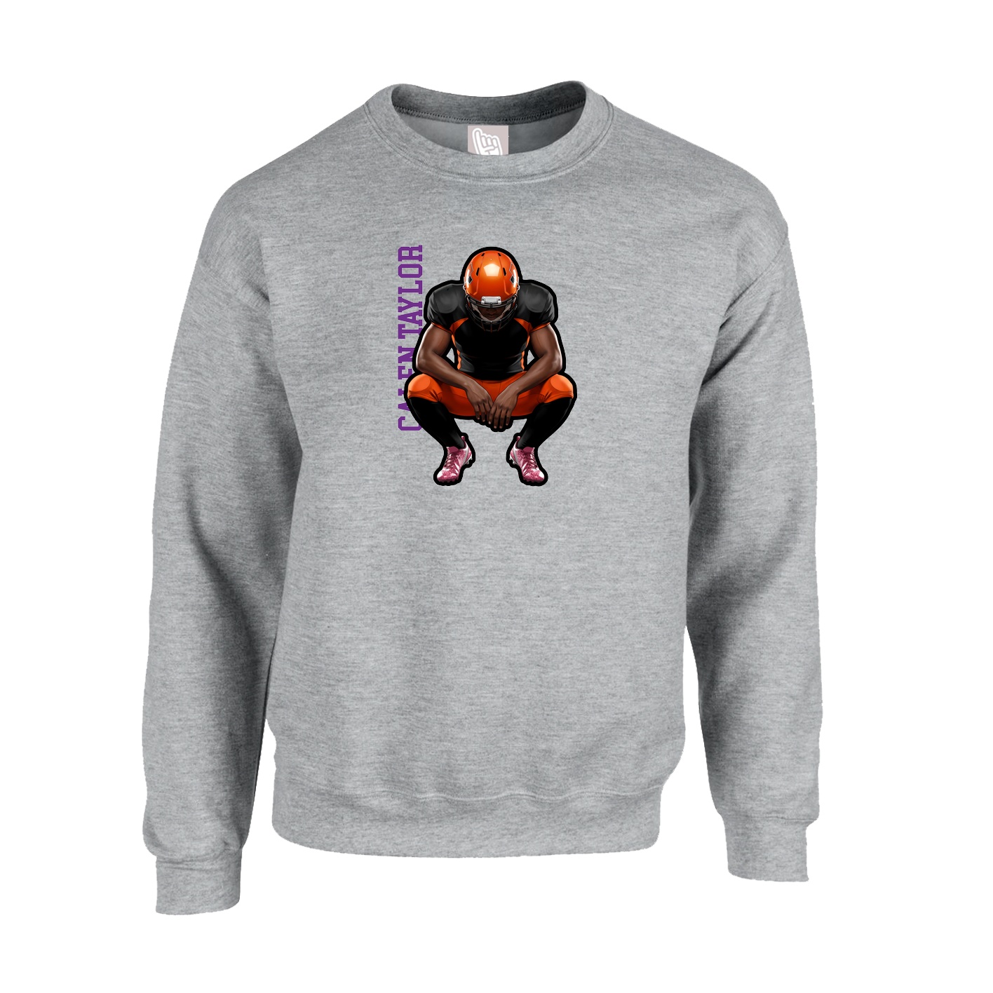 Fleece Crew — Name Vertical in Grey