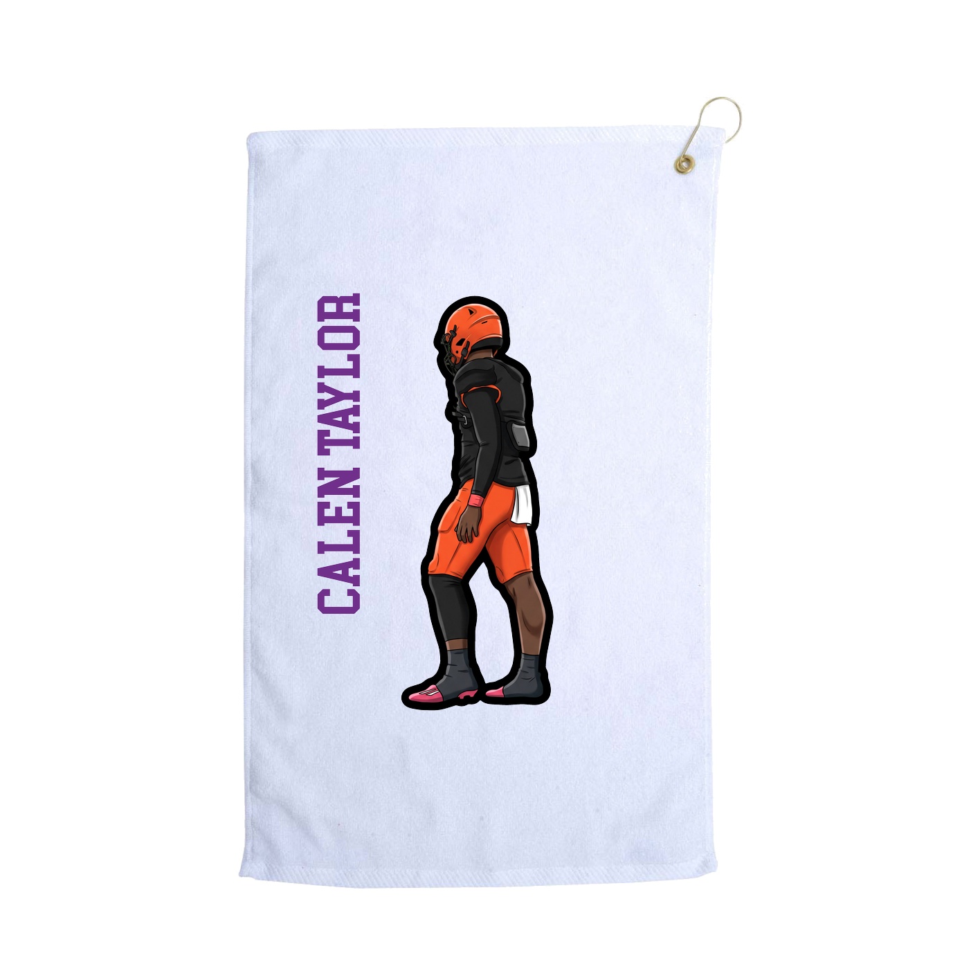 Golf Towel — Name Vertical in White