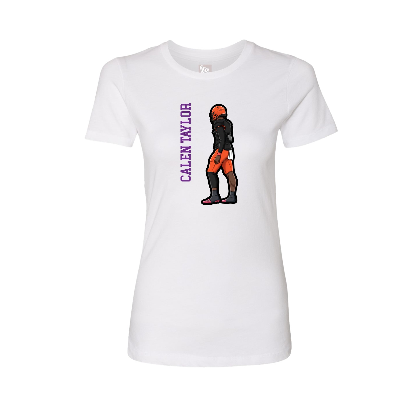Fitted Women's Tee — Name Vertical in White