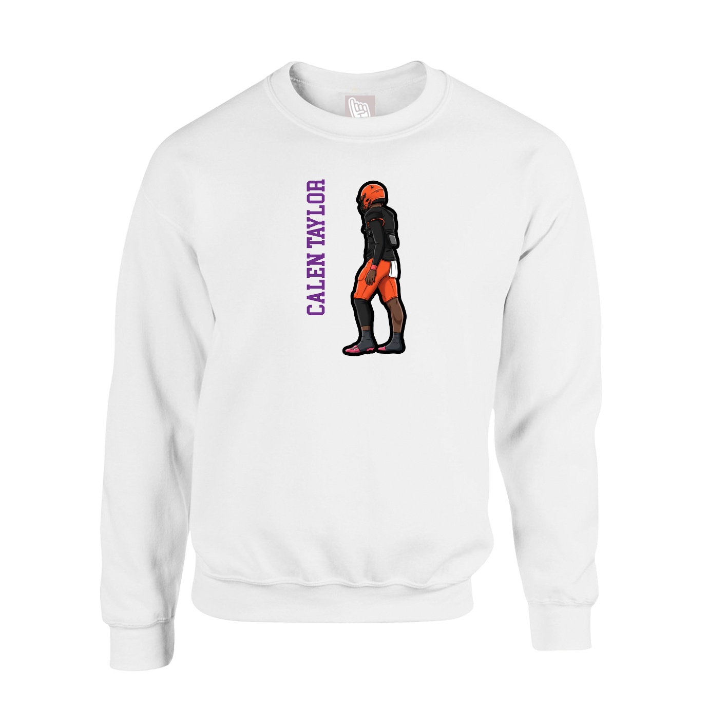 Fleece Crew — Name Vertical in White