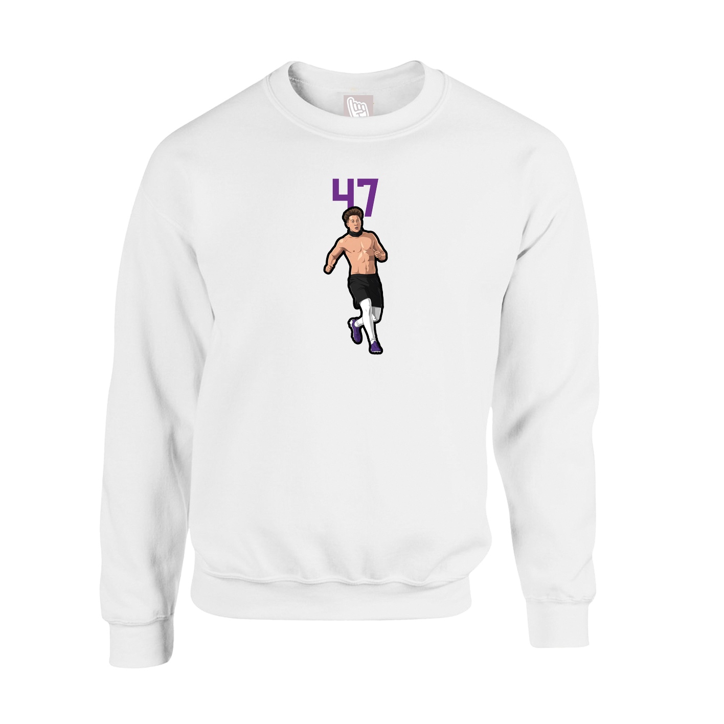 Fleece Crew — Number Top in White