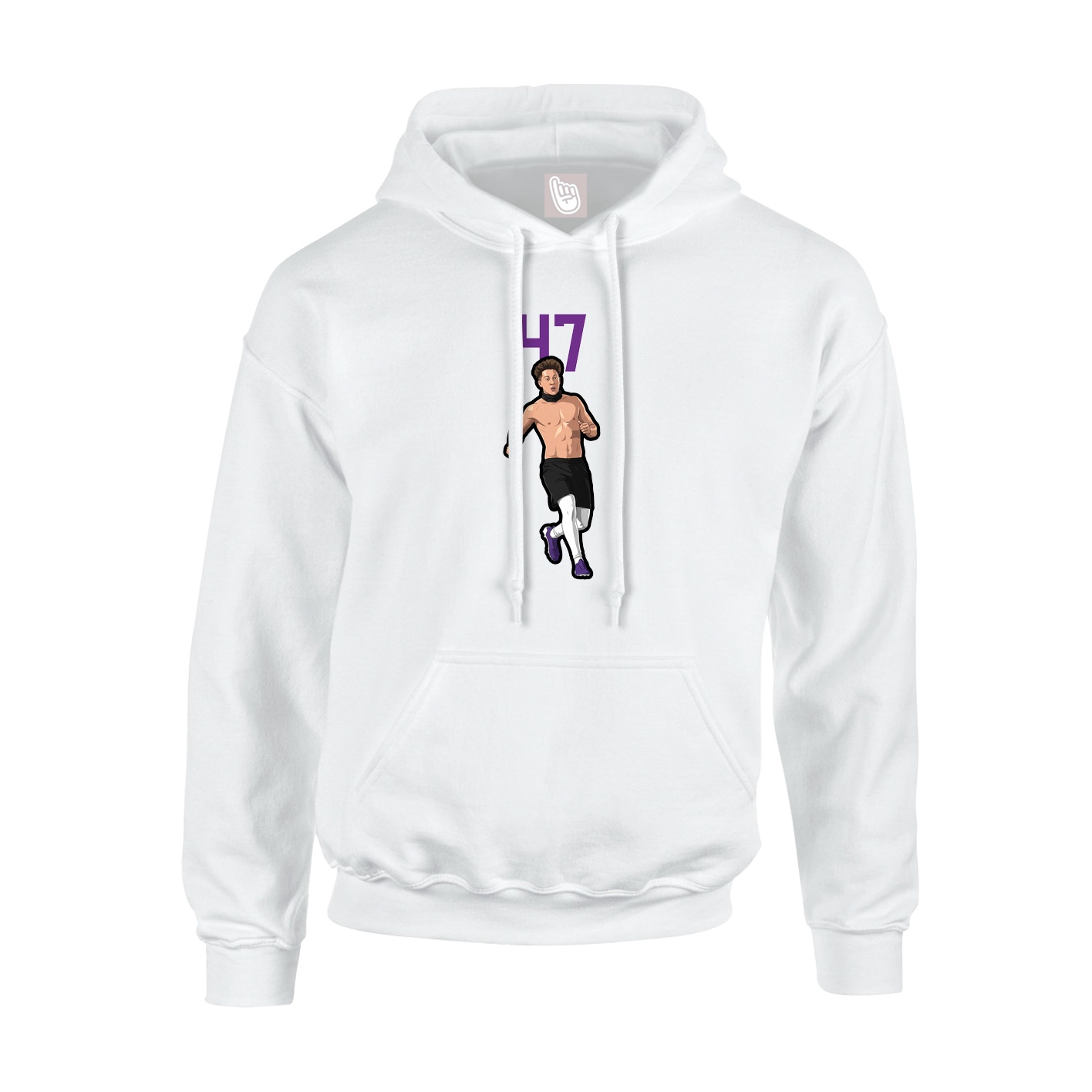 Youth Hoodie — Number Top in White