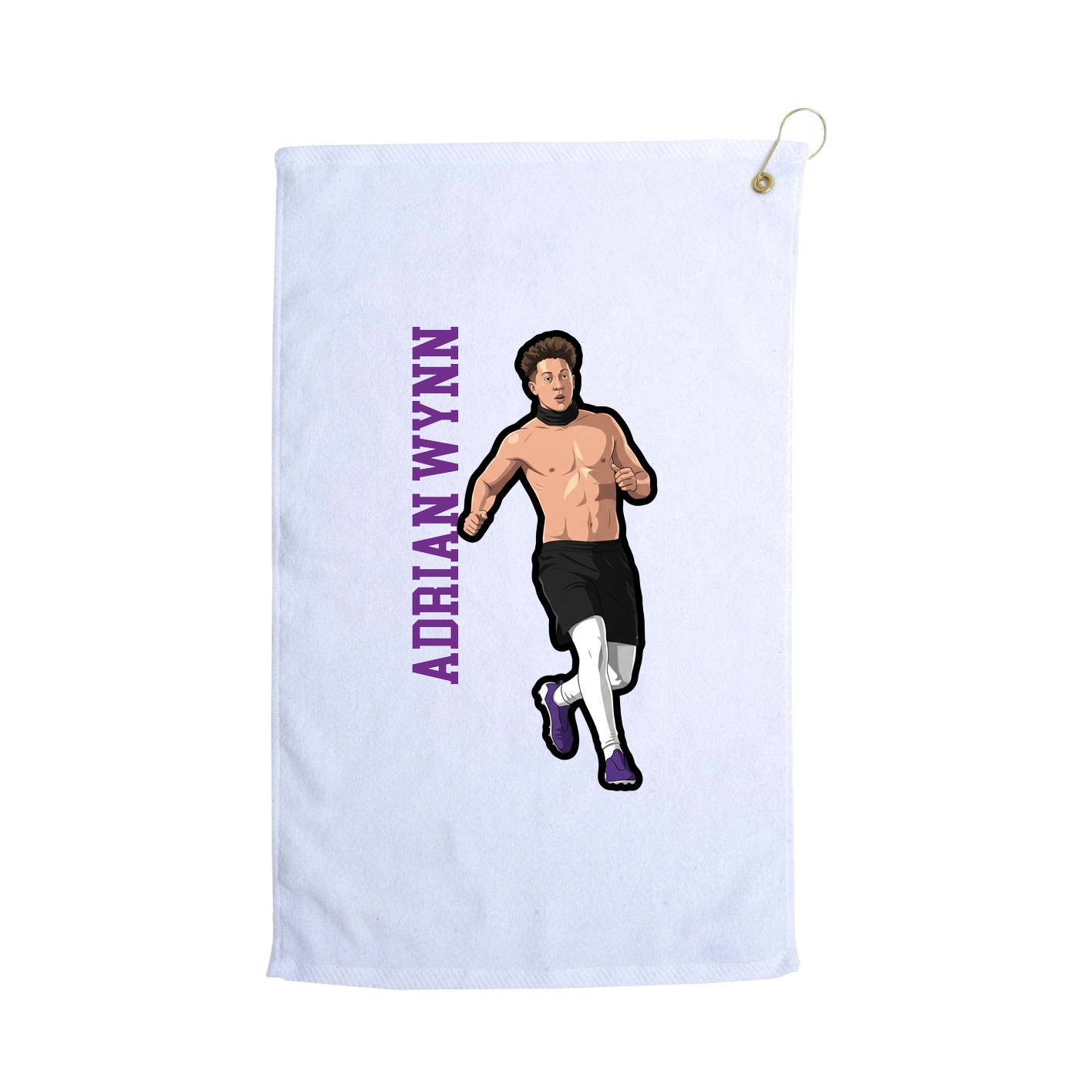 Golf Towel — Name Vertical in White