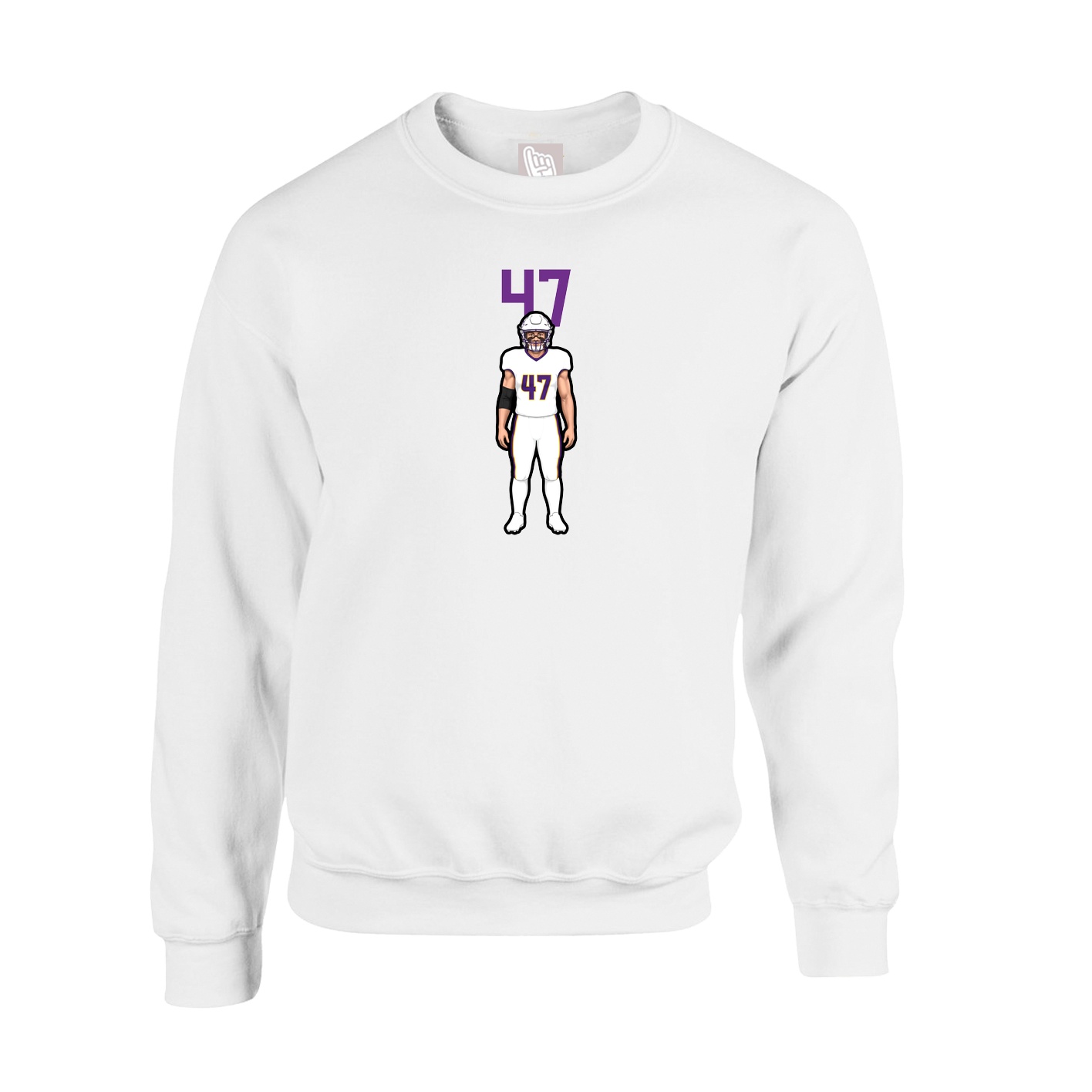 Fleece Crew — Number Top in White