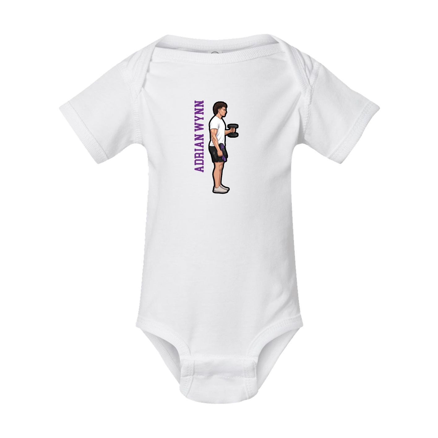 Baby Onesie — Name Vertical in White