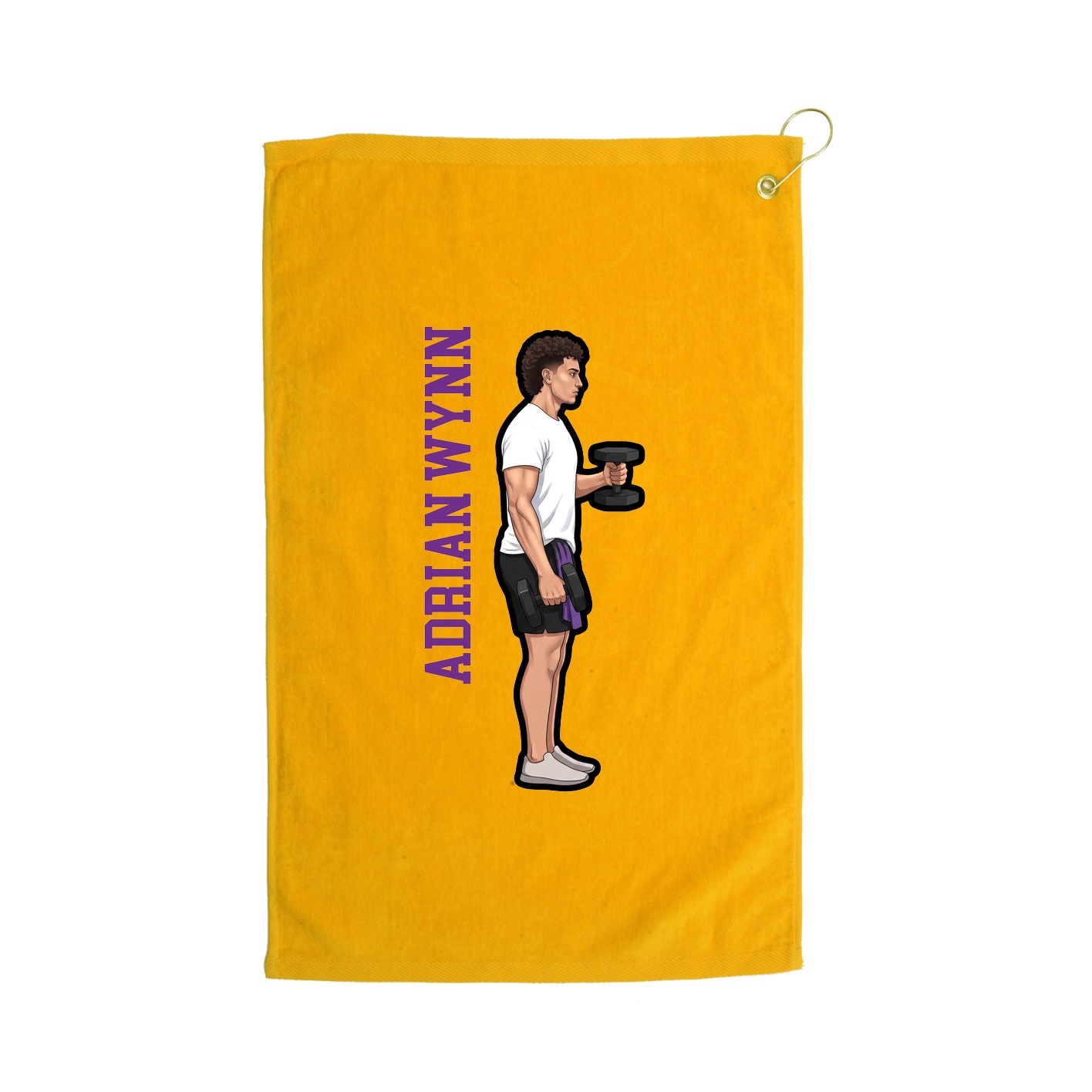 Golf Towel — Name Vertical in Gold