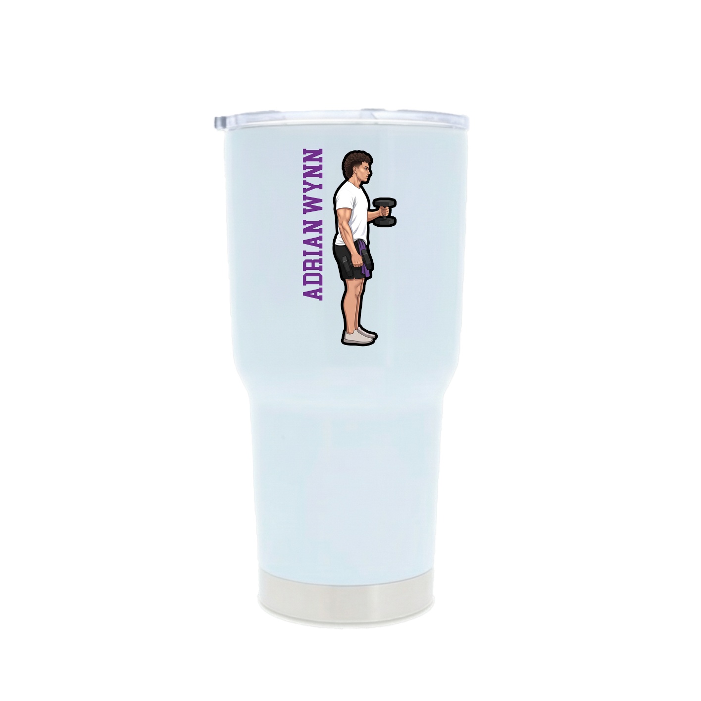 30oz Stainless Steel Tumbler — Name Vertical in White