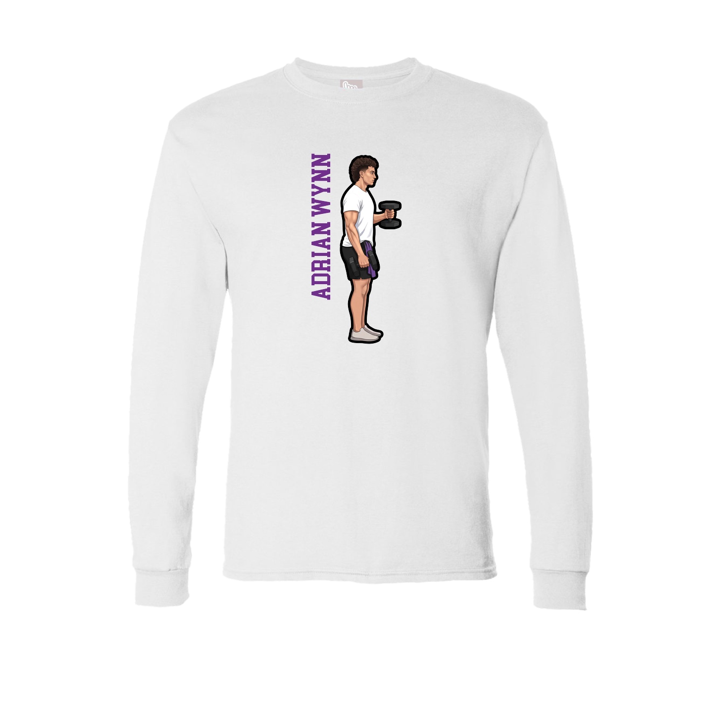 Long Sleeve Tee — Name Vertical in White