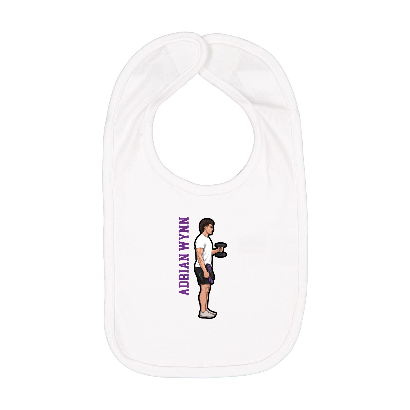 Infant Bib — Name Vertical in White