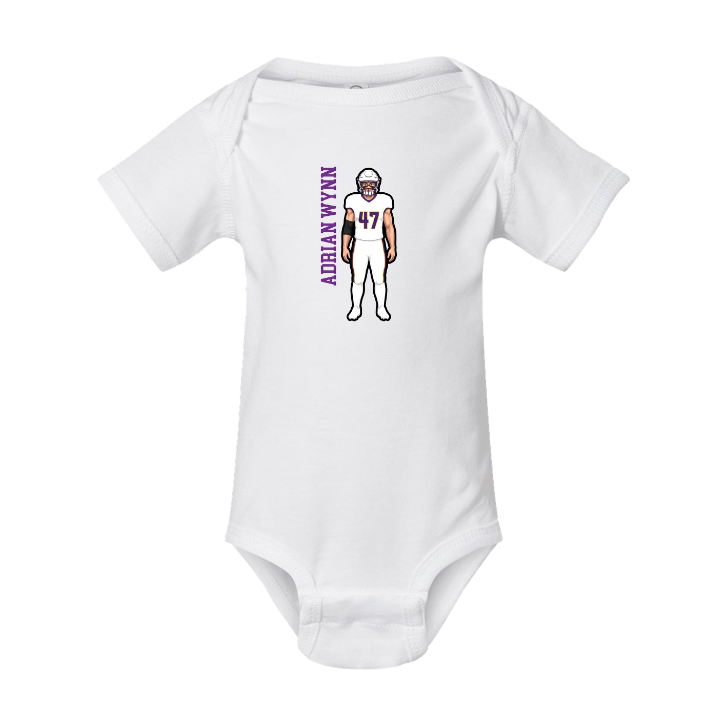 Baby Onesie — Name Vertical in White