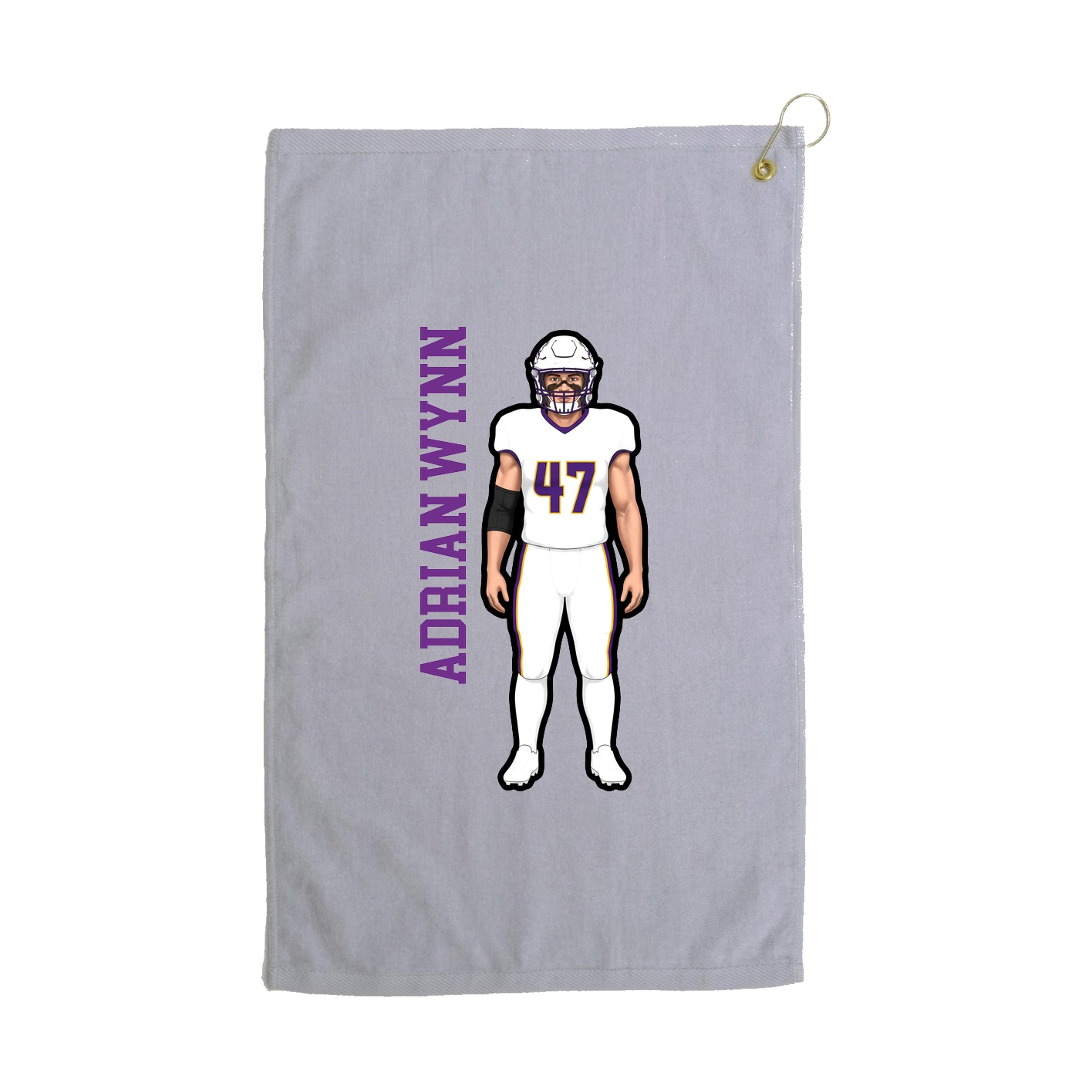 Golf Towel — Name Vertical in Grey