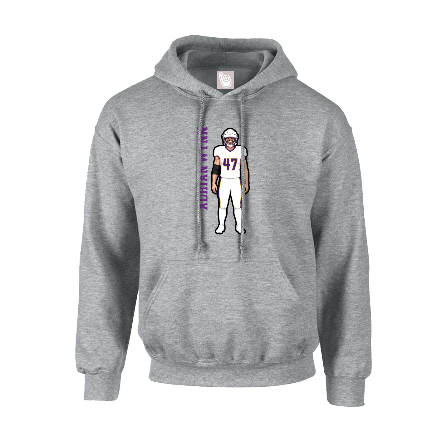 Youth Hoodie — Name Vertical in Grey