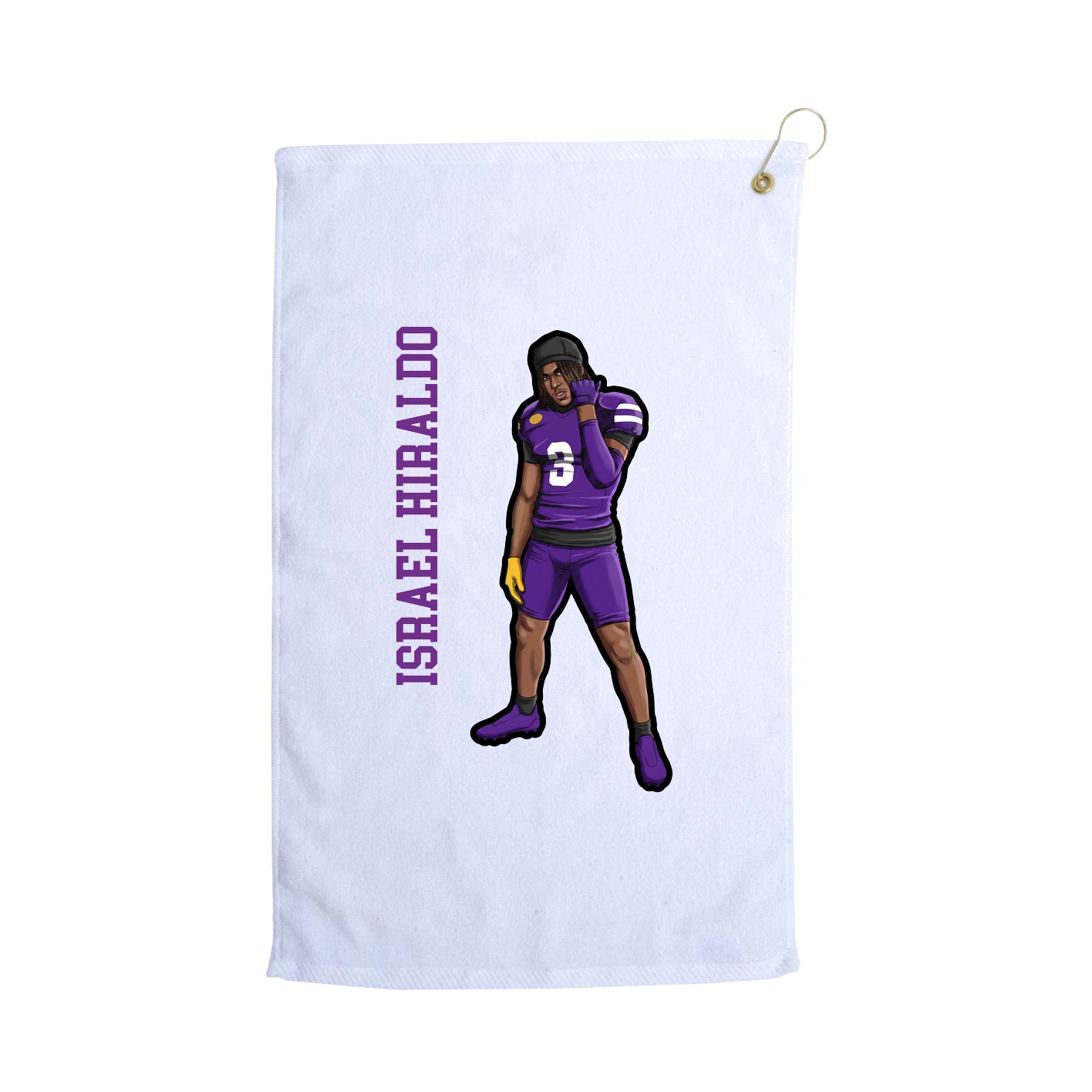 Golf Towel — Name Vertical in White