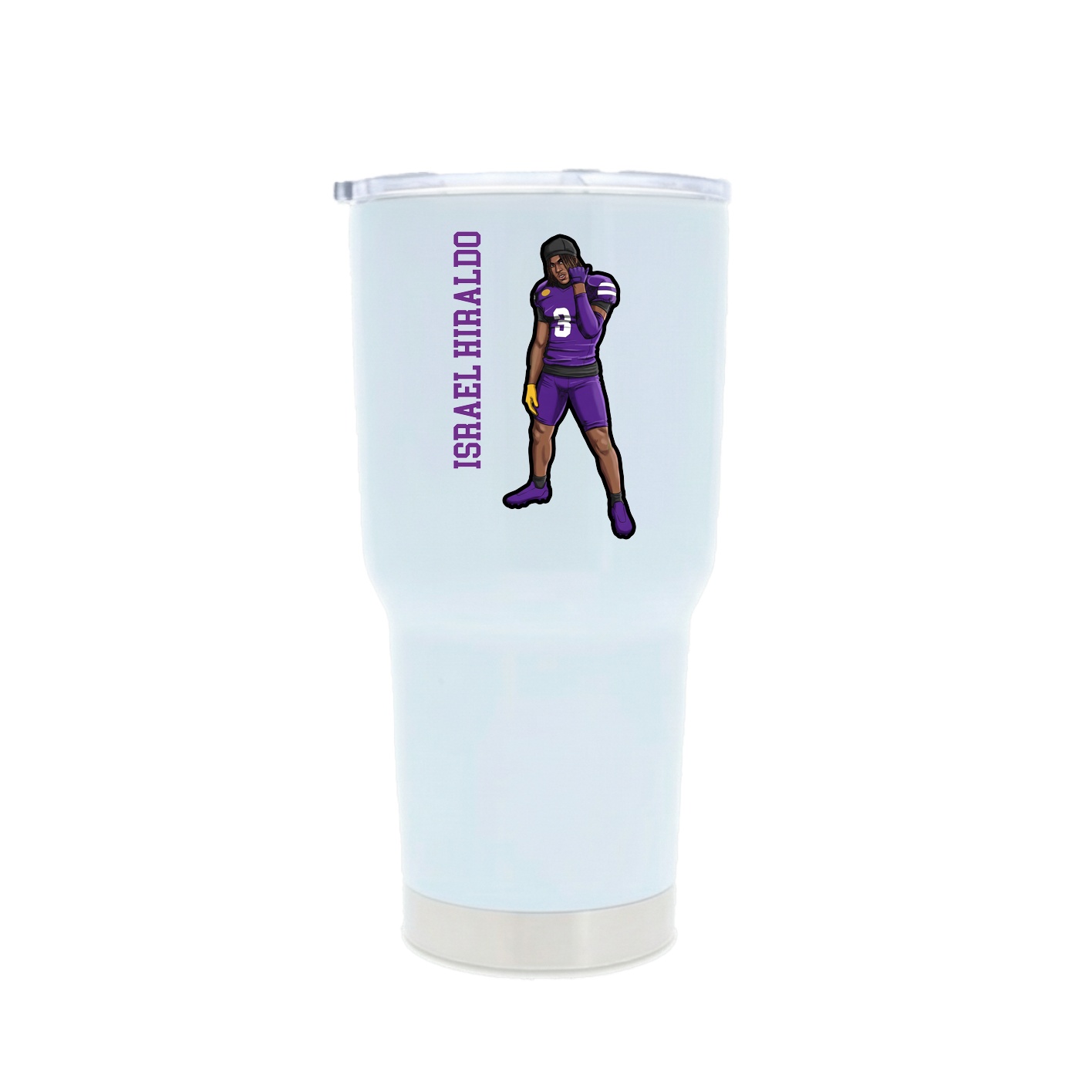 30oz Stainless Steel Tumbler — Name Vertical in White