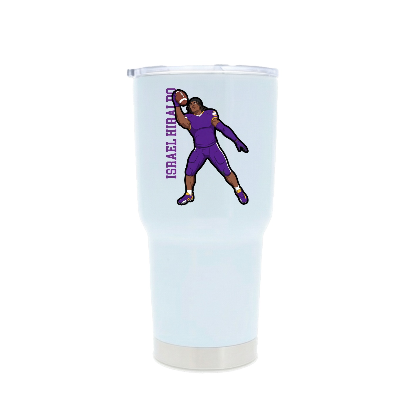 30oz Stainless Steel Tumbler — Name Vertical in White