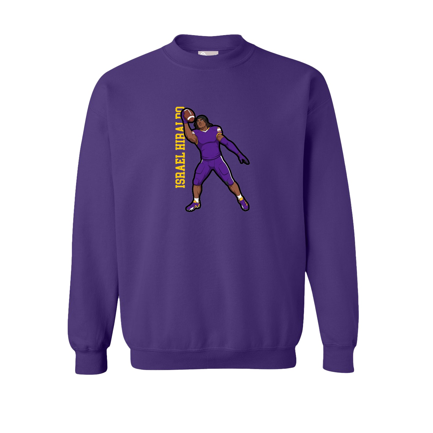 Fleece Crew — Name Vertical in Purple