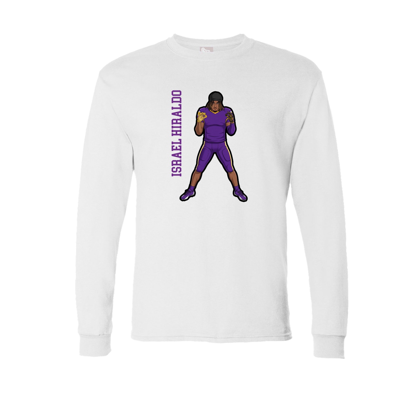 Long Sleeve Tee — Name Vertical in White