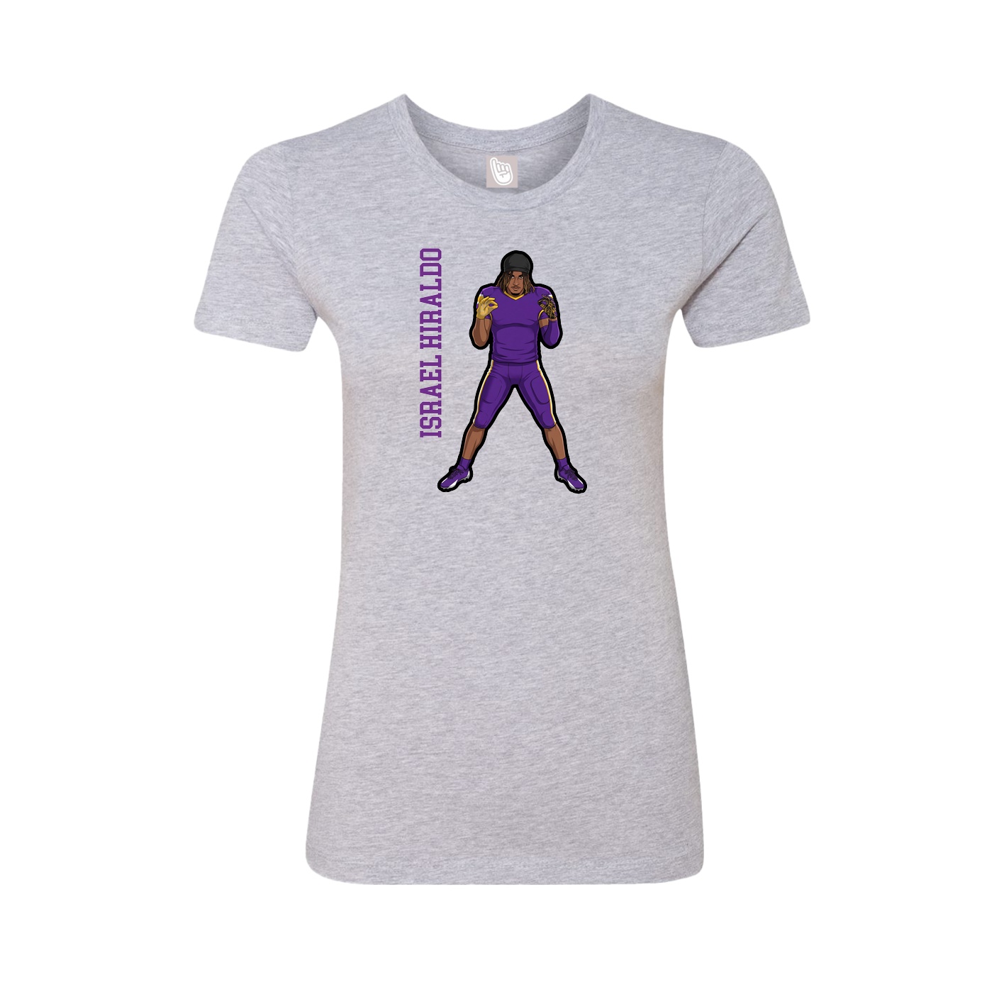 Fitted Women's Tee — Name Vertical in Grey