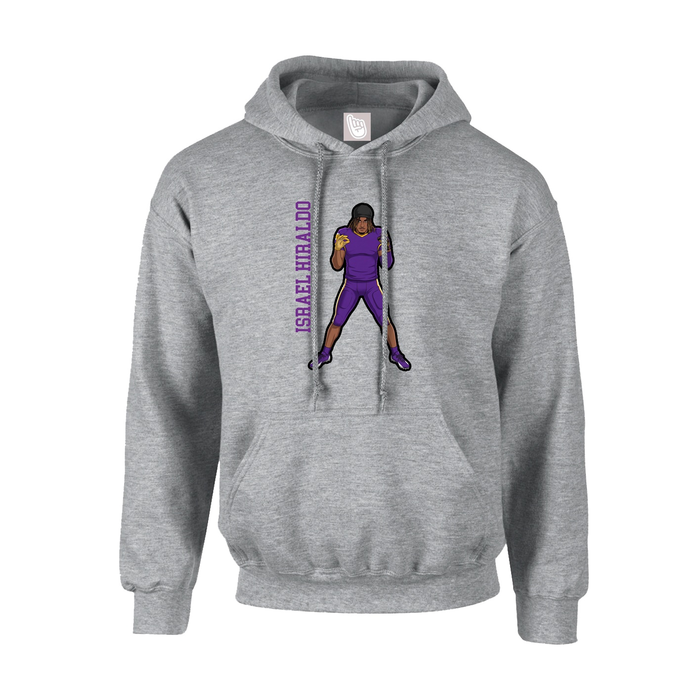 Youth Hoodie — Name Vertical in Grey