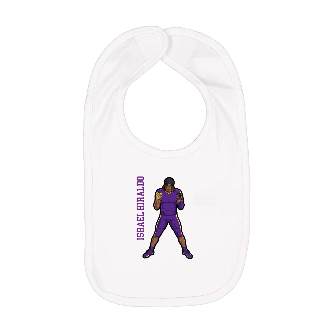 Infant Bib — Name Vertical in White