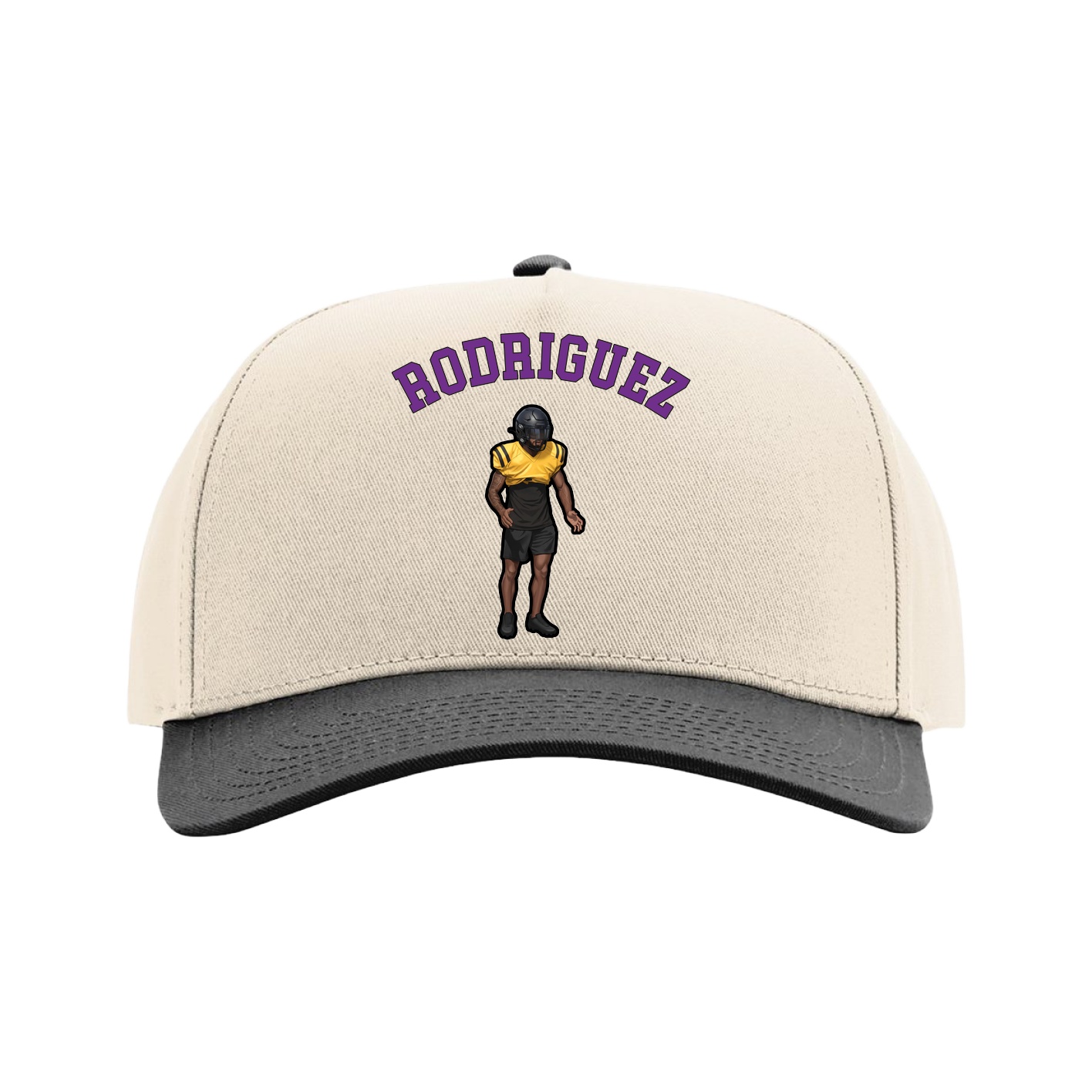 Full Fabric Five-Panel Champ Cap — Shirsey Arch in Cream/Black