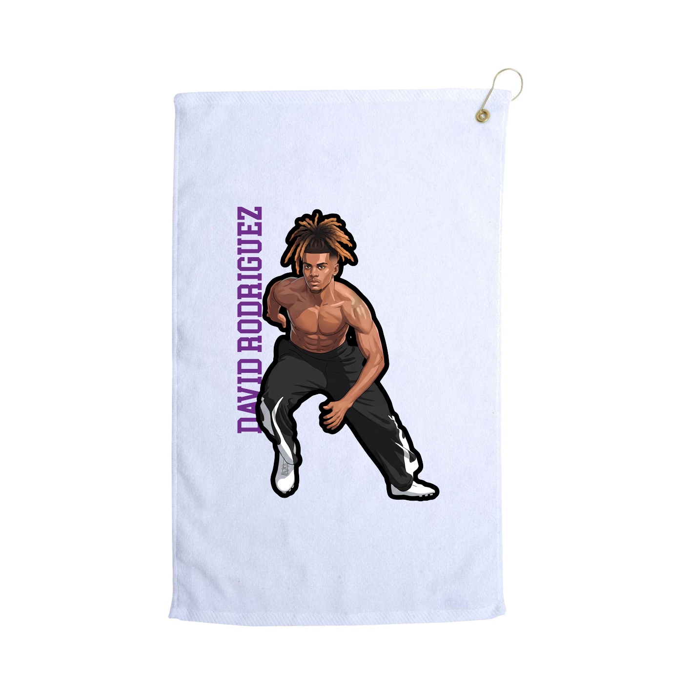 Golf Towel — Name Vertical in White