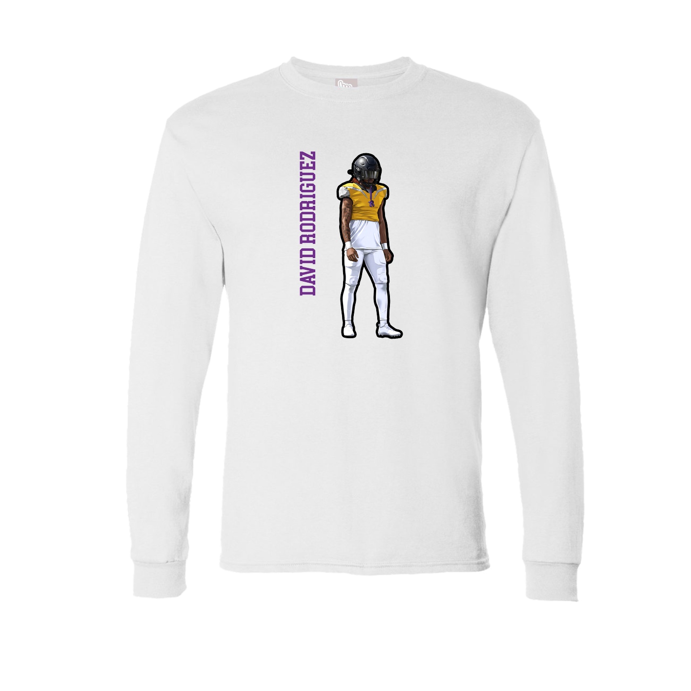 Long Sleeve Tee — Name Vertical in White