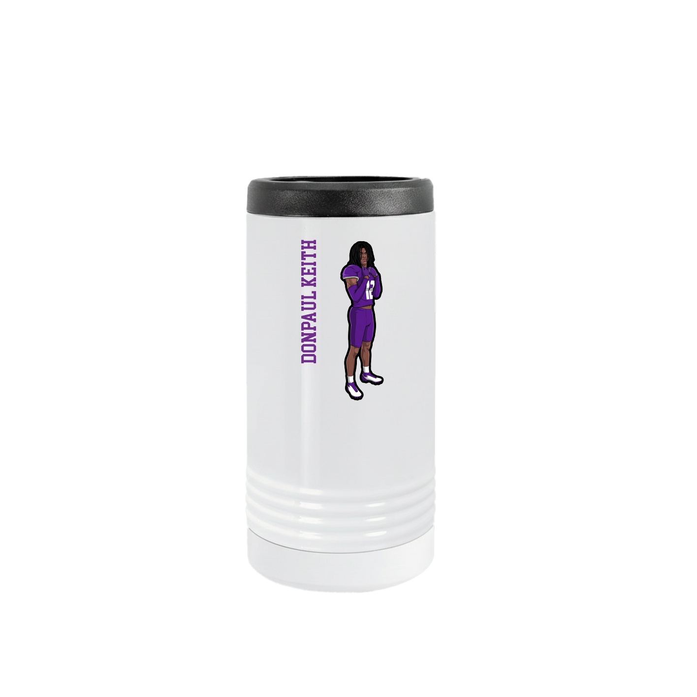 Slim Beverage Holder — Name Vertical in White