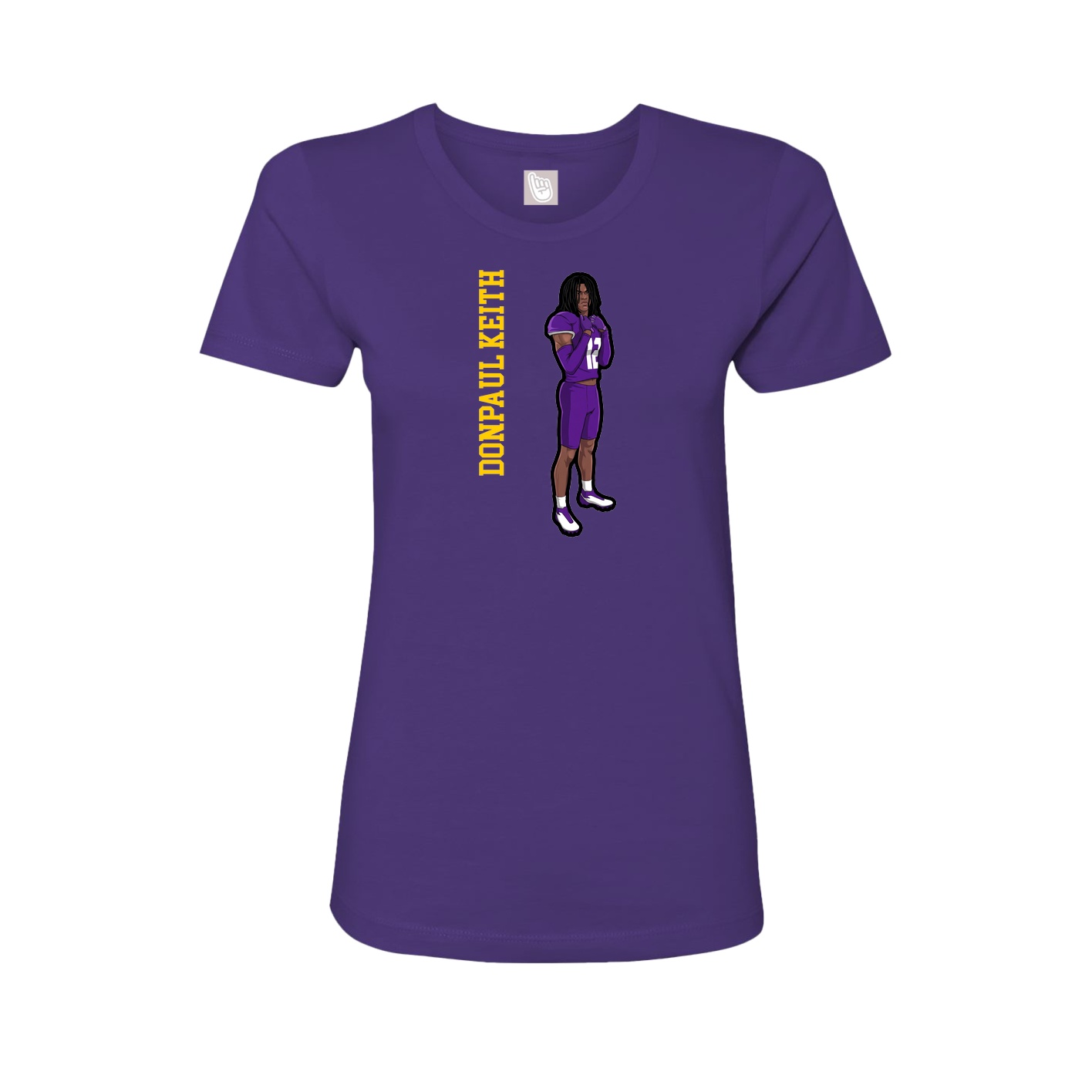 Fitted Women's Tee — Name Vertical in Purple