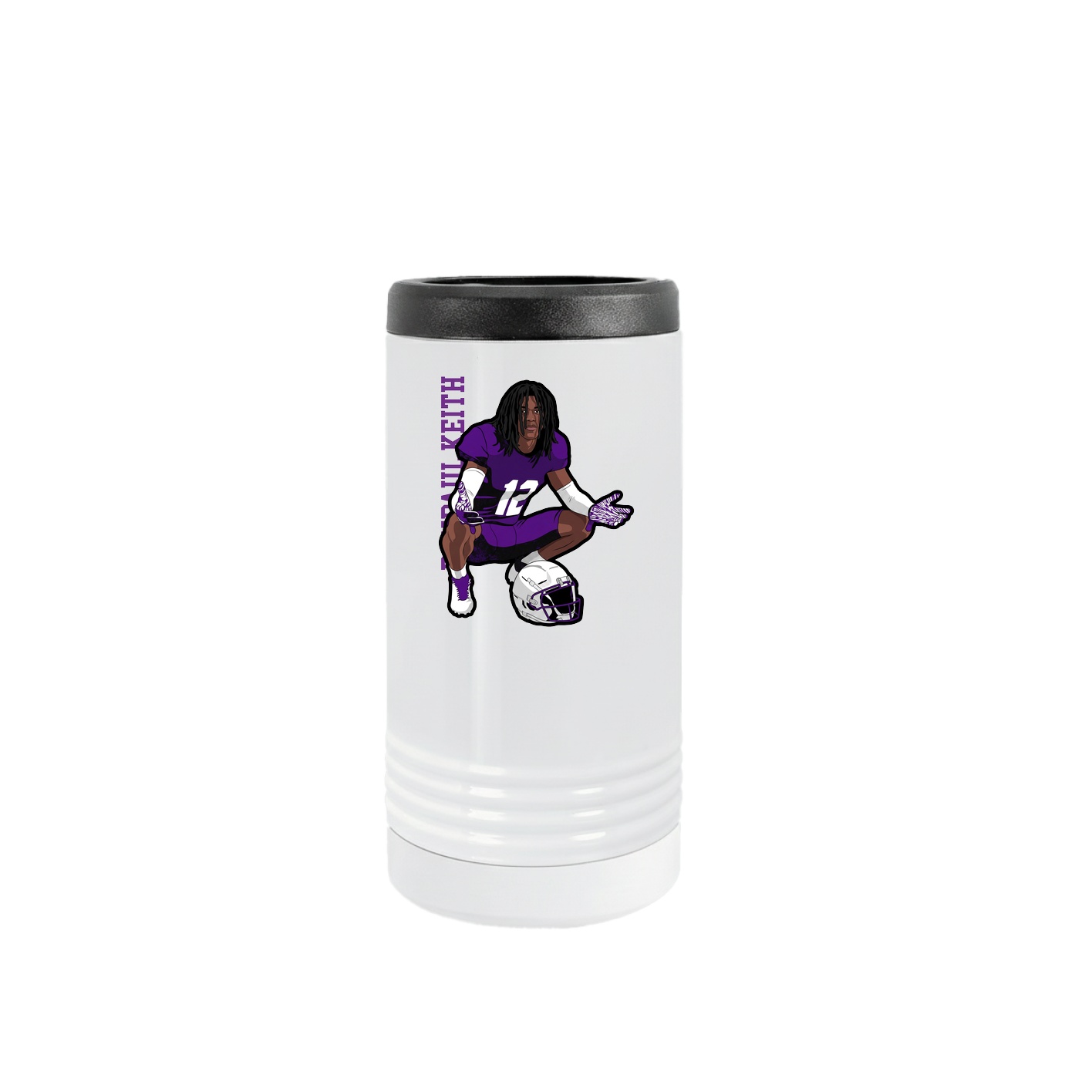 Slim Beverage Holder — Name Vertical in White